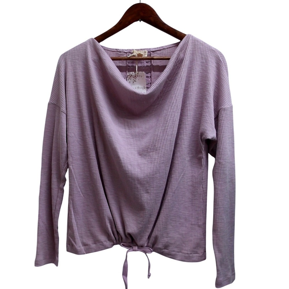 Hem & Thread Women's Lavender Knit Crochet Lace Cardigan Sweater M/ #26136